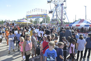 Fair-goers on the midway